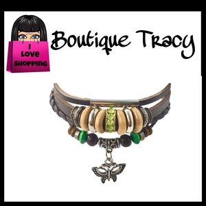 Buckle Leather Multi Strap Beaded Boho Bracelet